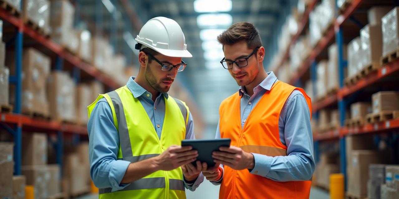 Team coordinating logistics inside a modern warehouse